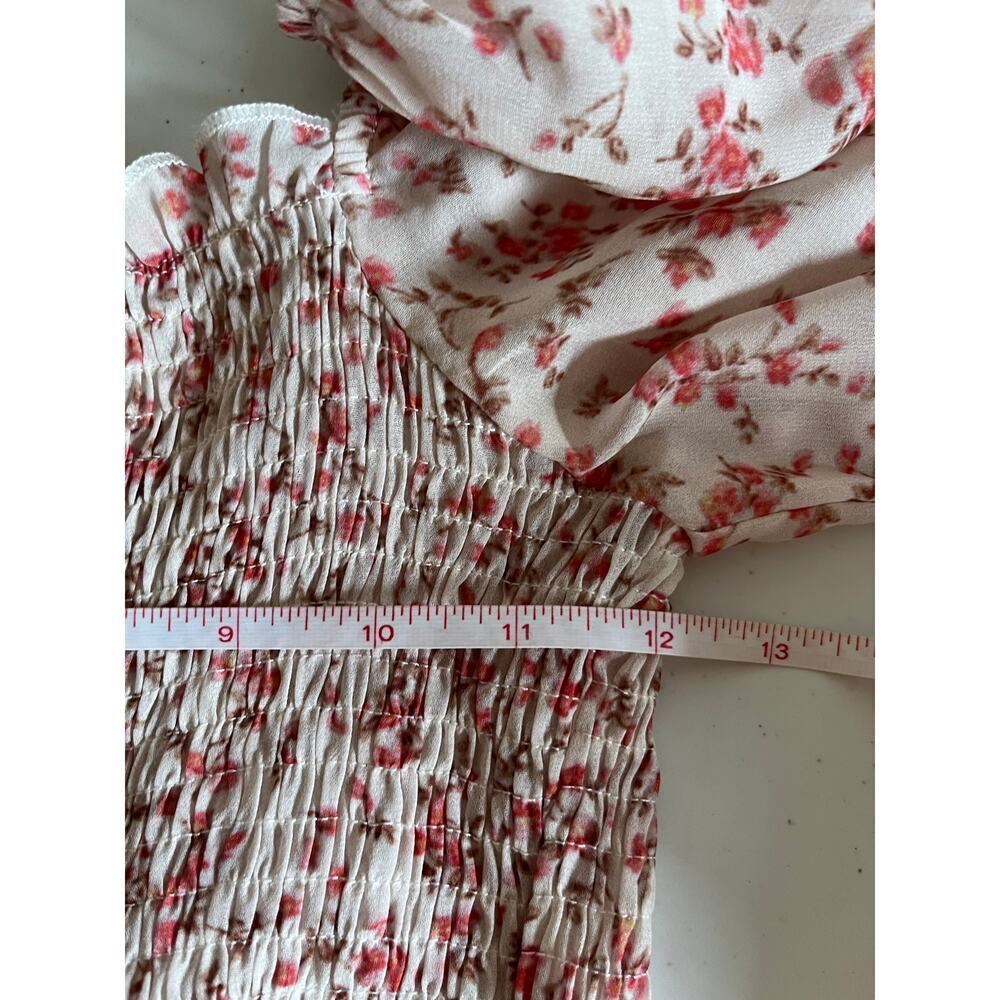 Princess Polly Azure Smocked Floral Square Neck Rouched Mini Dress 4 Cottagecore - Picture 7 of 9